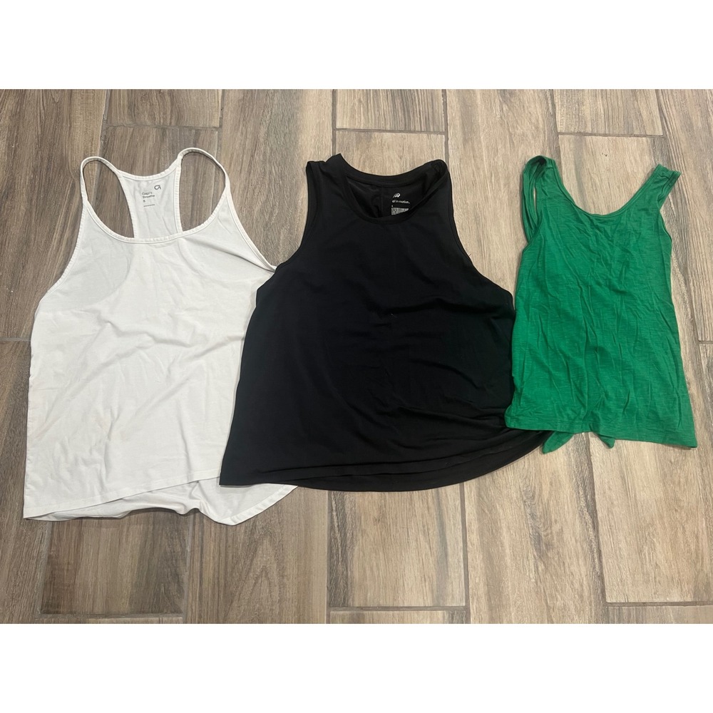 3 Pc BUNDLE Gap All In Motion Tank Top Sz S Activewear Racerback Tie Back Sporty